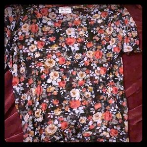 Sheer Floral Tie Front Blouse